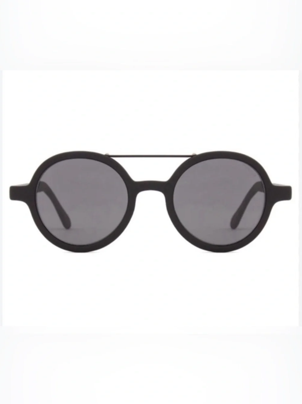 Komono New Vivien Glossy Black Sunglasses Round NWT